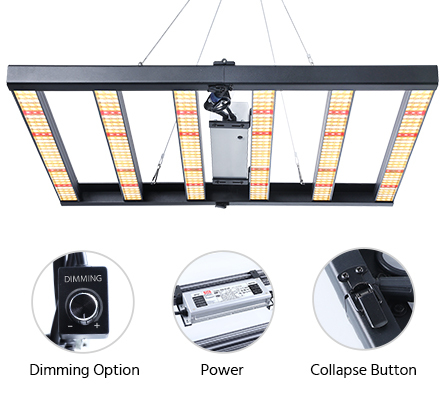 Full Spectrum 6 bars Samsung Lm301b led Meanwell driver 300W Quantum Board Foldable Dimmable Led Grow Light bar For Indoor Plant ► Photo 1/6