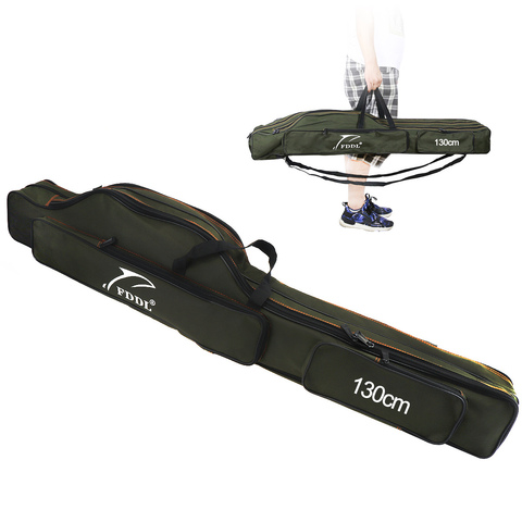 130cm Army Green Double Layer Large Capacity Collapsible Fishing Rod Bags Canvas Sea Fishing Tackle Foldable Package ► Photo 1/6