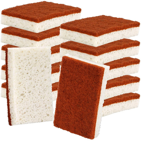 5Pack Natural Plant Based Scrub Sponge Pad Palm Fiber Dishwashing Kitchen Scrubber Non Scratch Compostable 2-Sided Sponges ► Photo 1/6