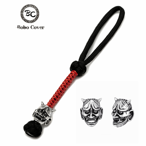 Vintage Japanese demon Noh mask Men Keychains Bag Knife Pendant Women Survival Lanyard Rope Car Keyring Handmade Jewelry Gifts ► Photo 1/6