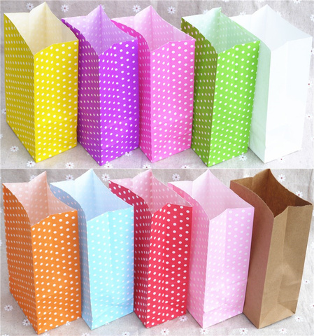 New paper bag mini Stand up Colorful Polka Dot  Bags 18x9x6cm Favor  Open Top Gift Packing paper Treat gift Bag wholesale ► Photo 1/6