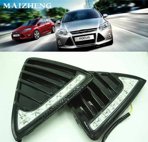 For Ford Focus 3 MK3 2012~2015 Daytime Running Light DRL LED Fog Lamp Cover With Yellow Turning Signal Functions ► Photo 1/4