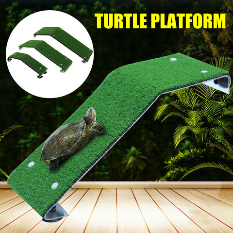 Turtle Basking Platform Tortoise Ramp Reptile Tank Ladder Resting Terrace Simulation Lawn Platform FAS6 ► Photo 1/6