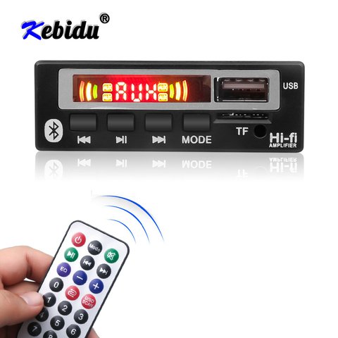 Kebidu LED Wireless Bluetooth 5V-12V MP3 WMA WAV Decoder Board Audio Module Music Speaker MP3 USB FM TF Radio Car accessories ► Photo 1/1
