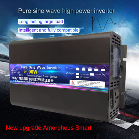 Pure Sine Wave Power Inverter 4000W 5000W DC 12V 24V 48V To AC 220V Frequency Converter 50hz 60hz Solar car Inverter Transformer ► Photo 1/6