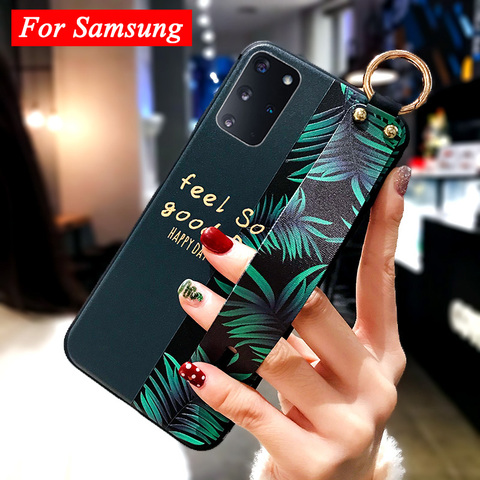 Galaxy S20 Note 20 Ultra Case Fashion Flower Leaf Wristband Holder Cover for Samsung A51 A71 S20+ A41 Note 10 Lite A31 S10 Lite ► Photo 1/6