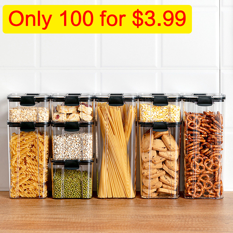 PP Food Storage Box Plastic Clear Container Set with Pour Lids Kitchen  Storage Bottles Jars Dried Grains Tank 1.9L-2.5L H1211 - AliExpress