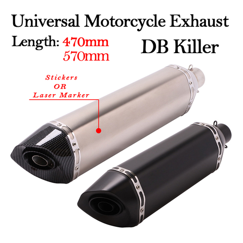 Slip On 470MM 570MM Universal Motorcycle Exhaust Pipe Escape Muffler Removable DB Killer 51MM For R3 Z900 TRK502 CBR500 CBR1000 ► Photo 1/6