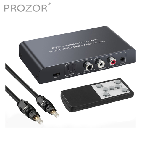 PROZOR Digital to Analog Audio Converter with IR Remote Control Volume 192kHz Coaxial Optical Toslink to L/R RCA 3.5mm Adapter ► Photo 1/6