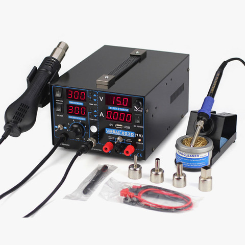 220V/110V YIHUA 853D 1A USB Rework Station with Soldering Station DC Power Supply and Hot Air for Welding ► Photo 1/6