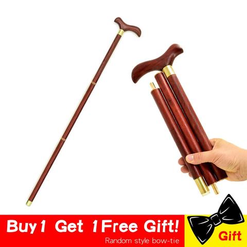 Wood Walking Stick Cane 3-Sections Foldable Wooden T Bird Handle Stick for Man Vintage Gentle Walking Cane Gentleman Stick Canes ► Photo 1/6