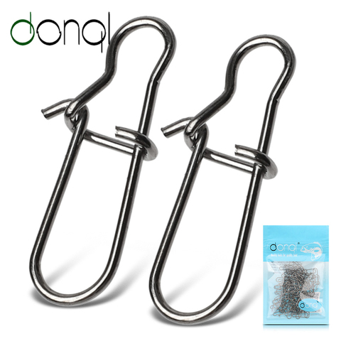 DONQL 20/50/100Pcs Fishing Swivel Connector Hooks Line Clip Lock Carabiners Stainless Steel Fishing Fastener Snaps Tools ► Photo 1/6