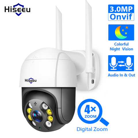 Hiseeu 3MP PTZ WIFI Camera Outdoor 1536P 1080P 4X Digital Zoom Speed Dome IP Camera Audio P2P Onvif Network CCTV Surveillance ► Photo 1/6