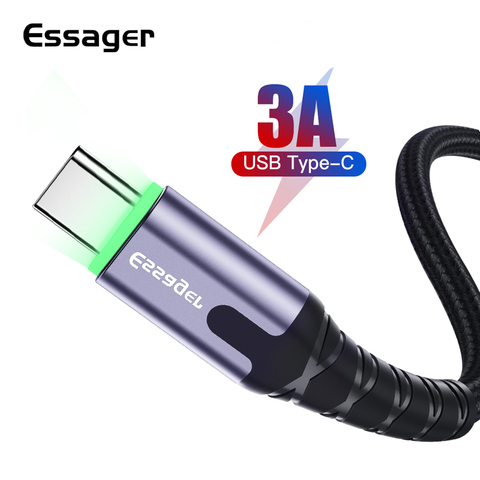 Essager LED USB Type C Cable 3m For Samsung Xiaomi Oneplus Fast Charge cable USB C  Type-c Charger usbc USB-C Charging Data Cord ► Photo 1/6