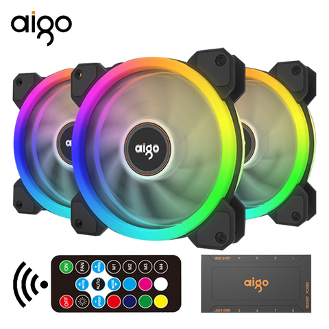 Aigo DR12 PC Case Cooler Fan 120mm Fan Rgb Fan Quiet IR Transparent Blade Cooler Interface Cooler Cooling Computer Fans ► Photo 1/6