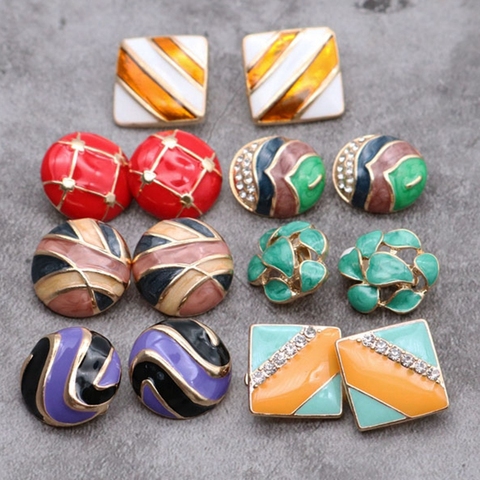 New Designs Clip Earring Round Enamel Gift For No Ear Holes ► Photo 1/6