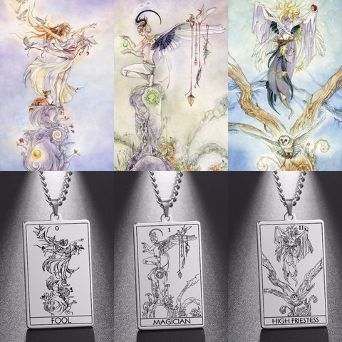 22 Major Arcana Tarot Card Pendant Necklaces Vintage Stainless Steel Amulet Necklaces Witchcraft Accessories Jewelry Gift Zodiac ► Photo 1/6