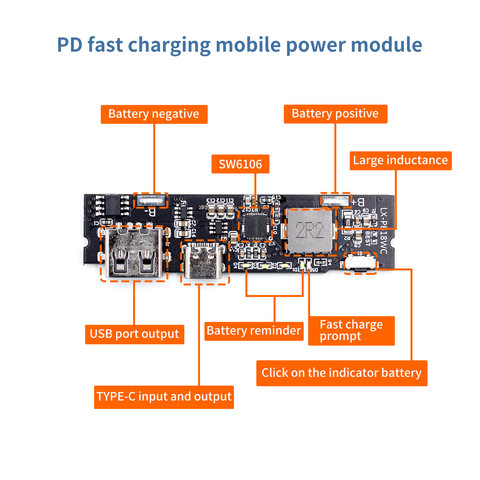 SW6106 PD fast charge QC3.0 mobile power module FCP two-way fast charge 5V9V12V ► Photo 1/6