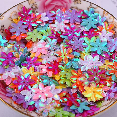 Mixed Color 15mm Flower Shape PVC Loose Sequins Glitter Paillettes for Nail Art Manicure Sewing Wedding Decoration Confetti 10g ► Photo 1/1