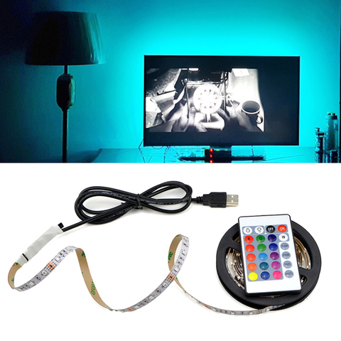 5V 50CM 1M 2M 3M 4M 5M USB Cable Power LED strip light lamp SMD 3528 Christmas desk Decor lamp tape For TV Background Lighting ► Photo 1/6