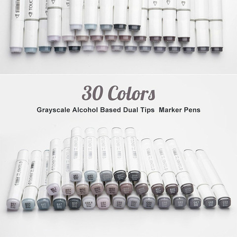 TouchNew Art Marker Double-Ended Alcohol Based Ink Neutral Gray Color Sketch Gray Tones for Graphic Drawing ► Photo 1/6