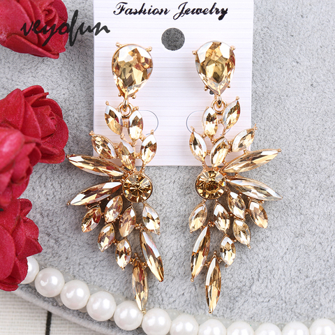 Veyofun Symmetric Crystal Drop Earrings Elegant Dangle Earrings Party Jewelry for Women Gift 2022 New ► Photo 1/6