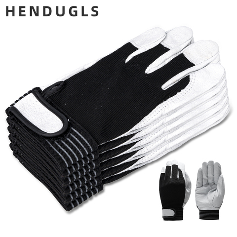 HENDUGLS 5pcs Hot Sale D Grade Leather Work Gloves Wear-resistant Safety Working Gloves Men Mitten Free Shipping 508 Gloves ► Photo 1/6