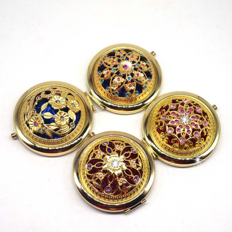 2022 Vintage Gift Hand Mirrors Pocket Mirror Mini Portable Compact Mirror Girl Double-Side Folded Hollow Out Makeup Beauty Tools ► Photo 1/6
