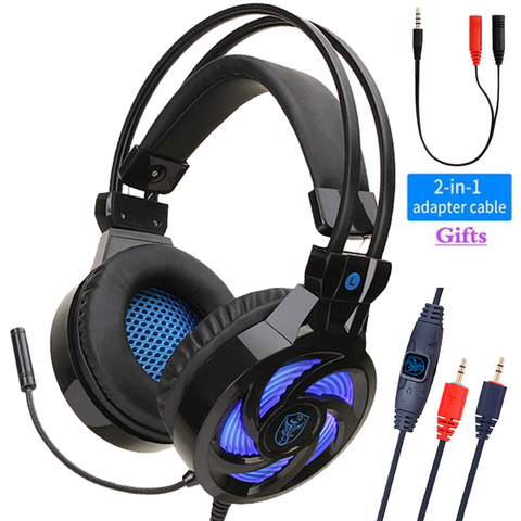 Professional Gamer Wired Headset With Mic Bass Stereo LED Light Over Ear Computer Phone Gaming Headphone For PS4 Switch X Box PC ► Photo 1/6