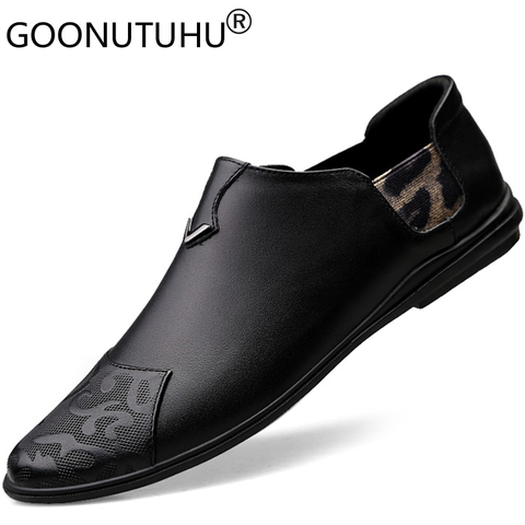 2022 new fashion men's shoes casual genuine leather loafers classic brown white black shoe man big size 46 driving shoes for men ► Photo 1/6