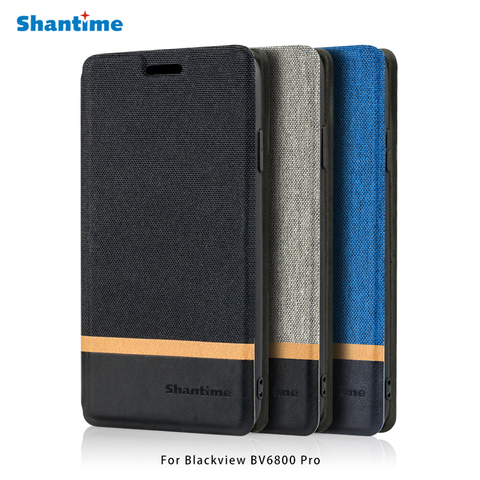 Canvas PU Leather Phone Case For Blackview BV6800 Pro Flip Case For Blackview BV6800 Pro Business Case Soft Silicone Back Cover ► Photo 1/6