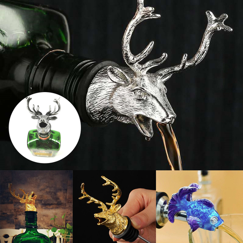 2 Styles Deer Head Wine Mouth Deer Head Wine Guide Pour Wine Stopper Zinc Alloy Wine Stopper Bartender Tool Wine Accessories ► Photo 1/6