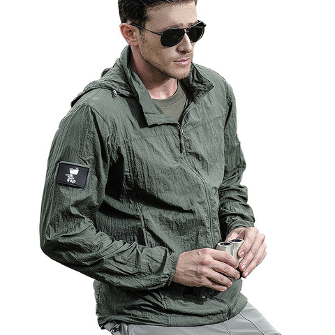 Tactical Waterproof Jacket Men Military Army Thin Hooded Raincoat Summer Breathable Quick Dry Lightweight Hiking Jacket Clothes ► Photo 1/6