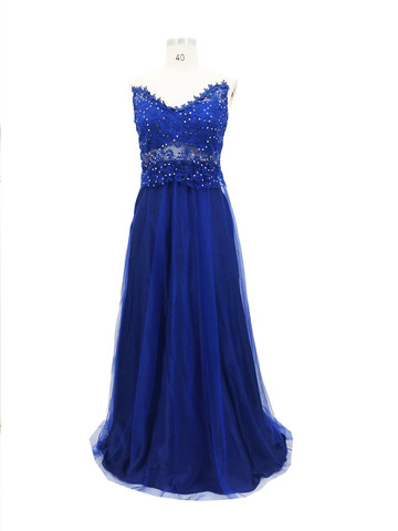 Evening Wedding Chiffon Formal Long Prom Bridesmaid Party Dresses Blue Lace Elegant Long Dress ► Photo 1/6