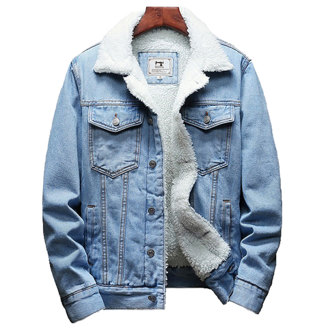 2022 Winter New Thick Warm Fashion Boutique Solid Color Men's Casual Denim Jacket Male Wool Denim Coat Large Size XXS-4XL ► Photo 1/6