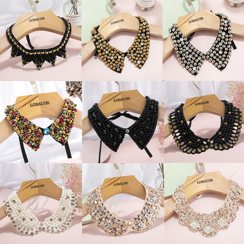 Vintage Black Beaded Collar Choker Collar Necklace Fake Collar Women 's Clothing Accessories Sweet False Collar ► Photo 1/6