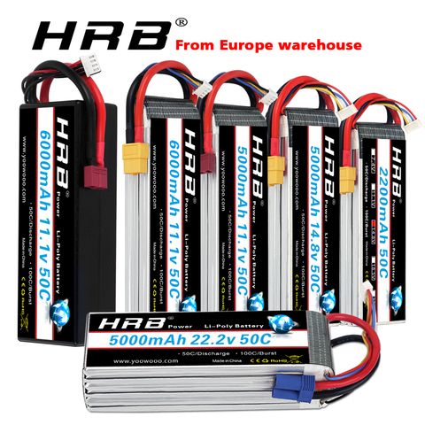 HRB Lipo Battery 3S 4S 6S 5000mah 6000mah 3300mah 2200mah 11.1v 50C lipo with XT60 deans plug for RC Car helicopter Drone Boat ► Photo 1/6