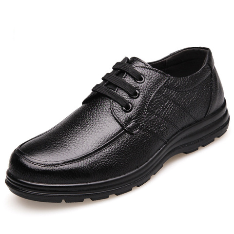 New 2022 High Quality Genuine Leather Shoes Men Flats Fashion Men's Casual Shoes Brand Man Soft Comfortable Lace up Black ZH740 ► Photo 1/6