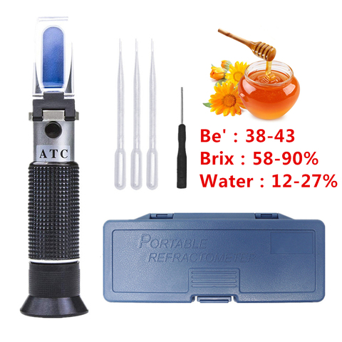 Honey Refractometer 3 in 1 Sugar Baume Water 58-90% Brix 12-27% Water 38-43 Be' Content Tester Meter ► Photo 1/6