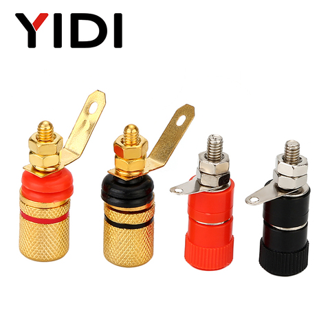 2pcs-1 pair Banana Gold Copper Nickel Plate Plugs Connectors 4mm Power Socket Black Red Binding Post for Speaker Cables ► Photo 1/6