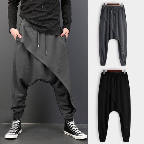 INCERUN 2022 Men Harem Pants Elastic Waist Streetwear Drop-crotch Trousers Men Baggy Fashion Punk Style Joggers Casual Pants 5XL ► Photo 1/6