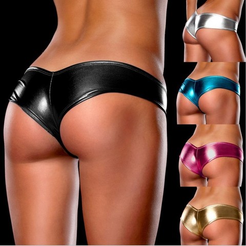 Sexy Lingerie Panties for Women Underwear Solid Flashing Opaque Patent Leather Imitation Leather Panty Shining G-Stringi ► Photo 1/6