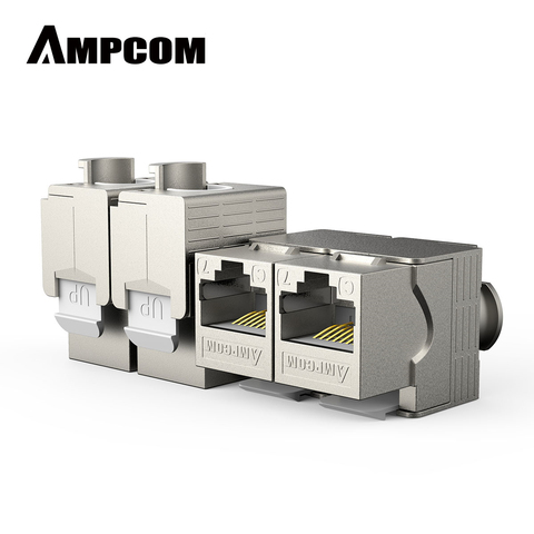 RJ45 CAT 7 Tool-Less STP Shielded Keystone Jack, AMPCOM Self-Locking Cat7 Keystone Zinc Alloy Module Coupler Adapter Wall Plate ► Photo 1/6