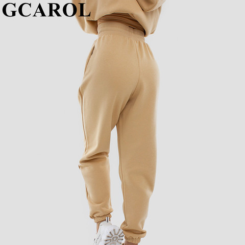 GCAROL Autumn Winter Women High Elastic Waist Harem Pants 80% Cotton Fleece Warm Candy Oversized Boyfriend Sport Pants ► Photo 1/6