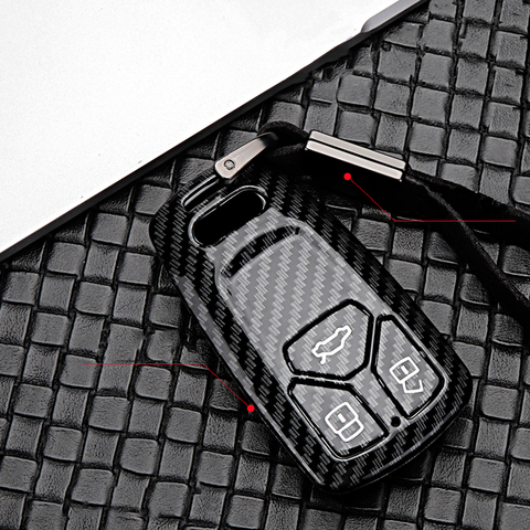 2022 Car Key Cover New ABS Carbon fiber Covers For Audi A1 A3 A4 A5 A6 A7 A8 B9 Quattro TT TTS 8S Q3 Q5 Q7 2009-2017 Ring ► Photo 1/6