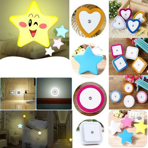 Mini Cute Wall Plug-in LED Night Light Auto Sensor Bedside Lamp For Bedroom Kid's Room Hallway Corridor Stairs EU/US 110V 220V ► Photo 1/6