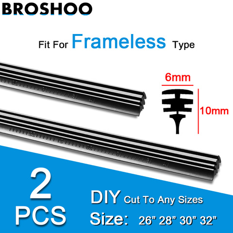 2PCS Frameless Car Windshield Windscreen Wiper Blade Soft Vehicle Insert Rubber Strip (Refill) 6mm 26