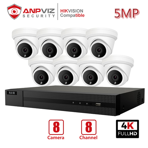 Anpviz 8CH 4K NVR 5MP POE IP Cameras Home/Outdoor Security Systems Kits H.265 ONVIF Network CCTV Video Surveillance NVR Kits ► Photo 1/4