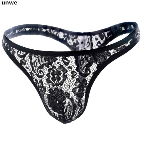 UNWE Perspective Mens Lace Thong Underwear Men Sexy Thongs Ultra Thin Hollow Jacquard Male Bikini G-string Sexy Tanga ► Photo 1/6