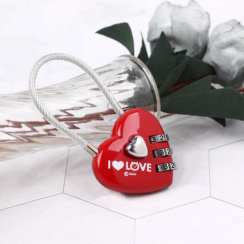 1Pc Mini Luggage Locks 3 Digits Heart Shaped or Love Lock Code Padlock Gift for Zipper Bag Backpack Handbag Drawer Cabinet ► Photo 1/6